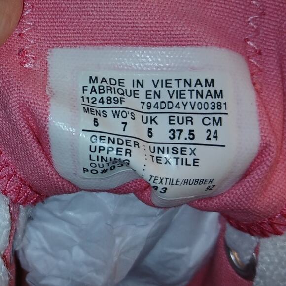 Converse All Star Pink Plaid Canvas Sneakers - Women's 7 - Picture 8 of 8